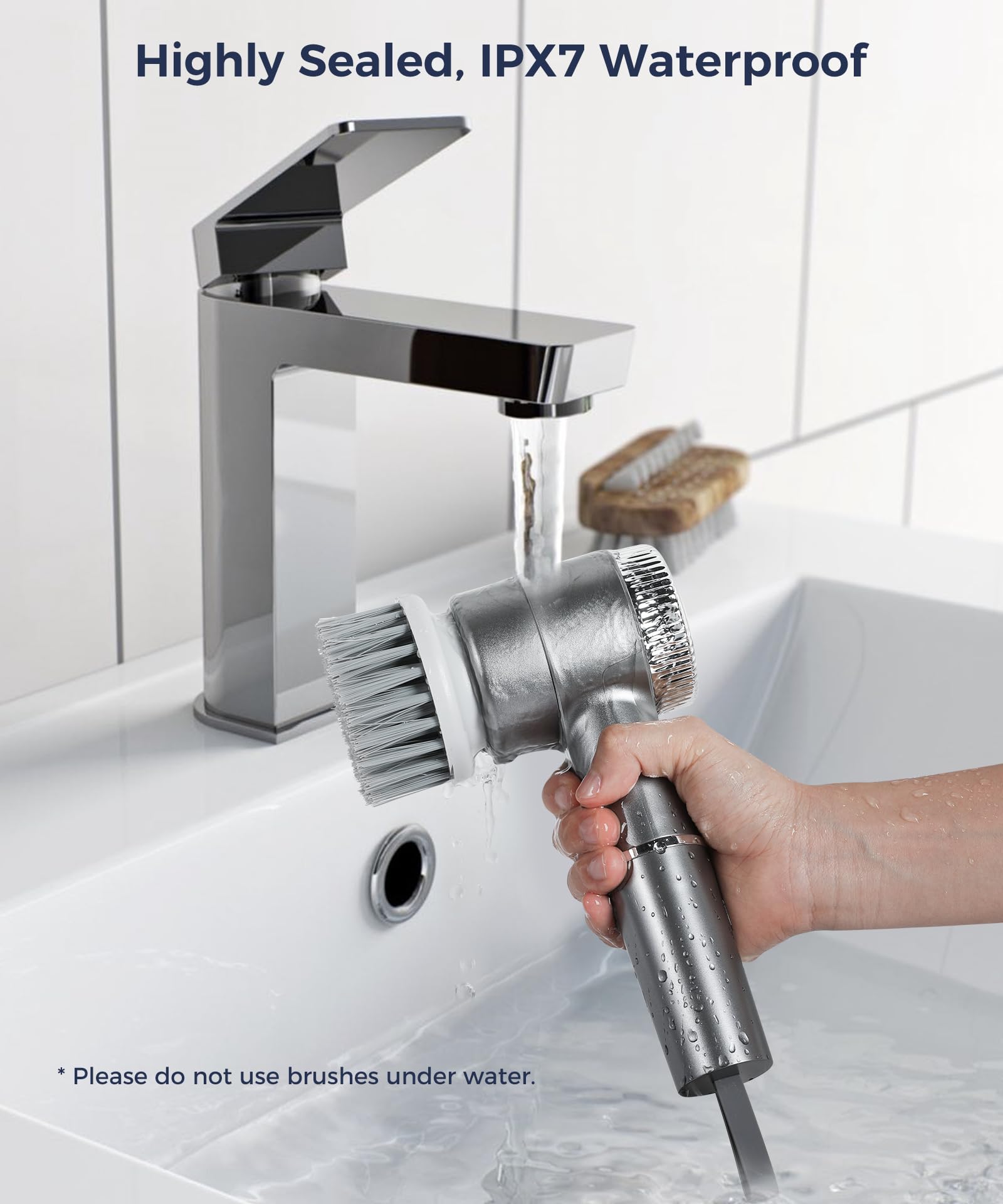 Cordless Electric Spin Scrubber with 7 Replaceable Brush Heads - 3 Speed Settings & LED Display - Power Cleaning Brush for Kitchen, Bathroom, Windows, Sinks - Perfect for Deep Cleaning Tiles, Grout, Showers and Hard-to-Reach Areas (Model LXC AJH2)