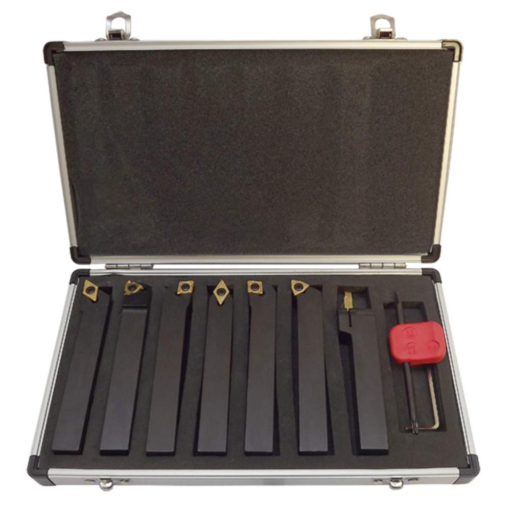 5/8'' Indexable Carbide Turning Lathe Tool Set - 7 Pc SCLCL SDJCR SWGCR SDNCN for Metalworking & Precision Machining - Perfect for CNC Lathes, Milling & Turning Operations