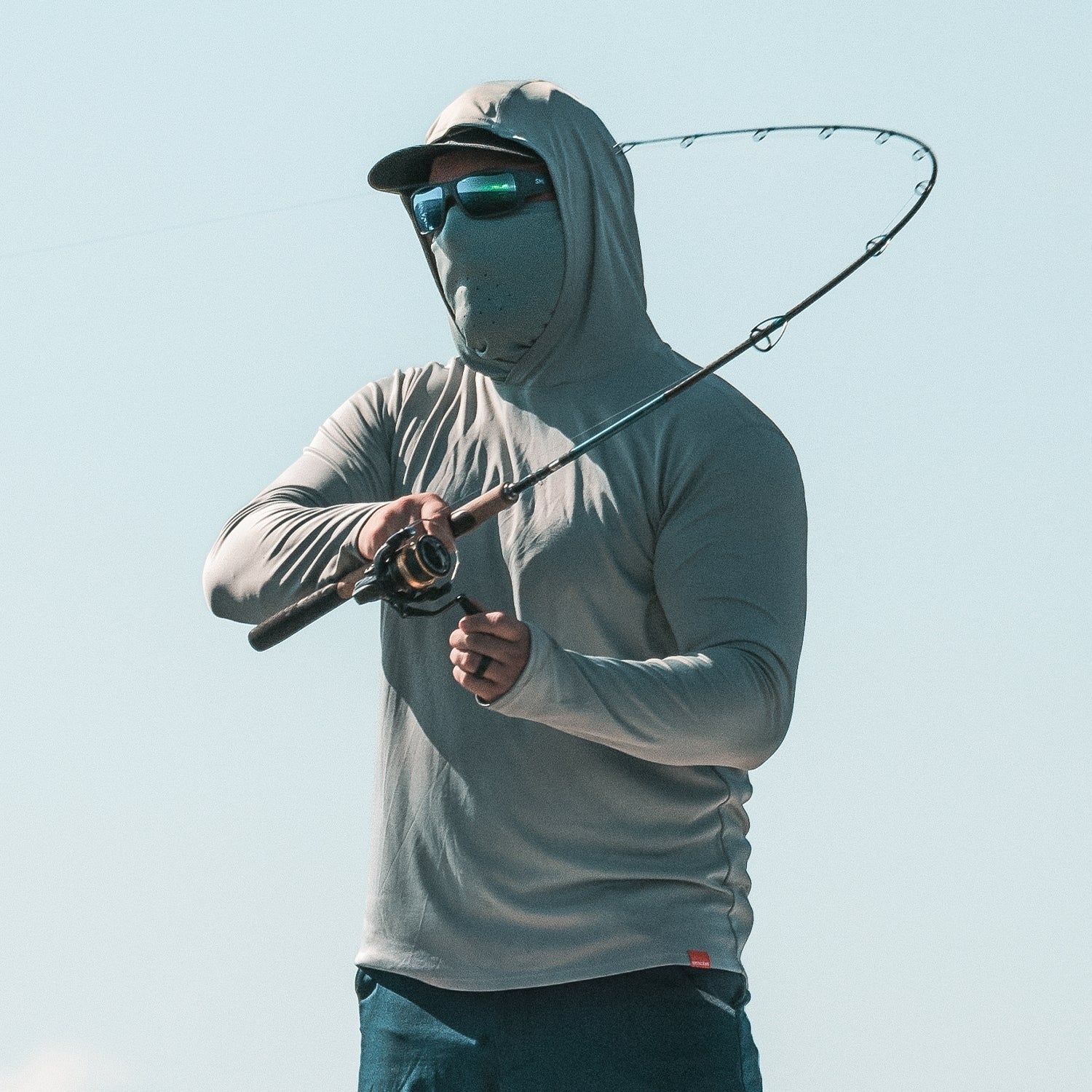 Grundens Tough Sun Masked Hoodie - UPF 50+ Sun Protection Fishing Hoodie for Men & Women - Perfect for Fishing, Hiking, and Outdoor Activities
