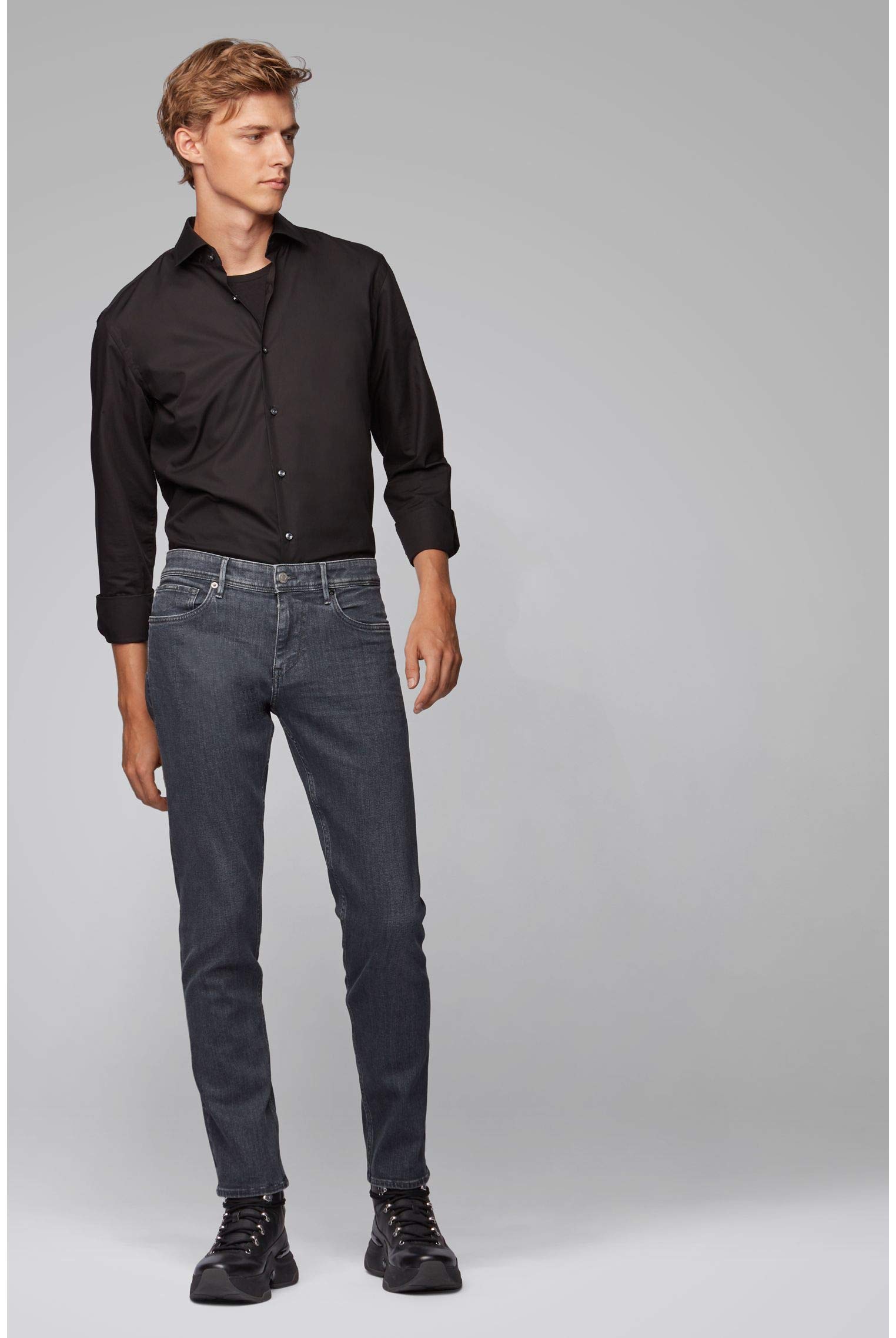 Hugo Boss Charlestone4 Extra Slim Fit Dark Grey Jeans for Men | Premium Denim Pants | Perfect for Business Casual & Night Out