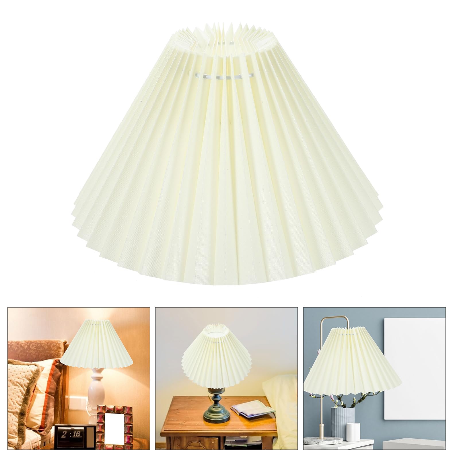 OSALADI Beige Pleated Lamp Shade - Fabric Pleated Chandelier & Pendant Light Shade - Small Clip-On Lampshade for Table & Floor Lamps - Perfect for Living Room, Bedroom & Office Lighting Decor