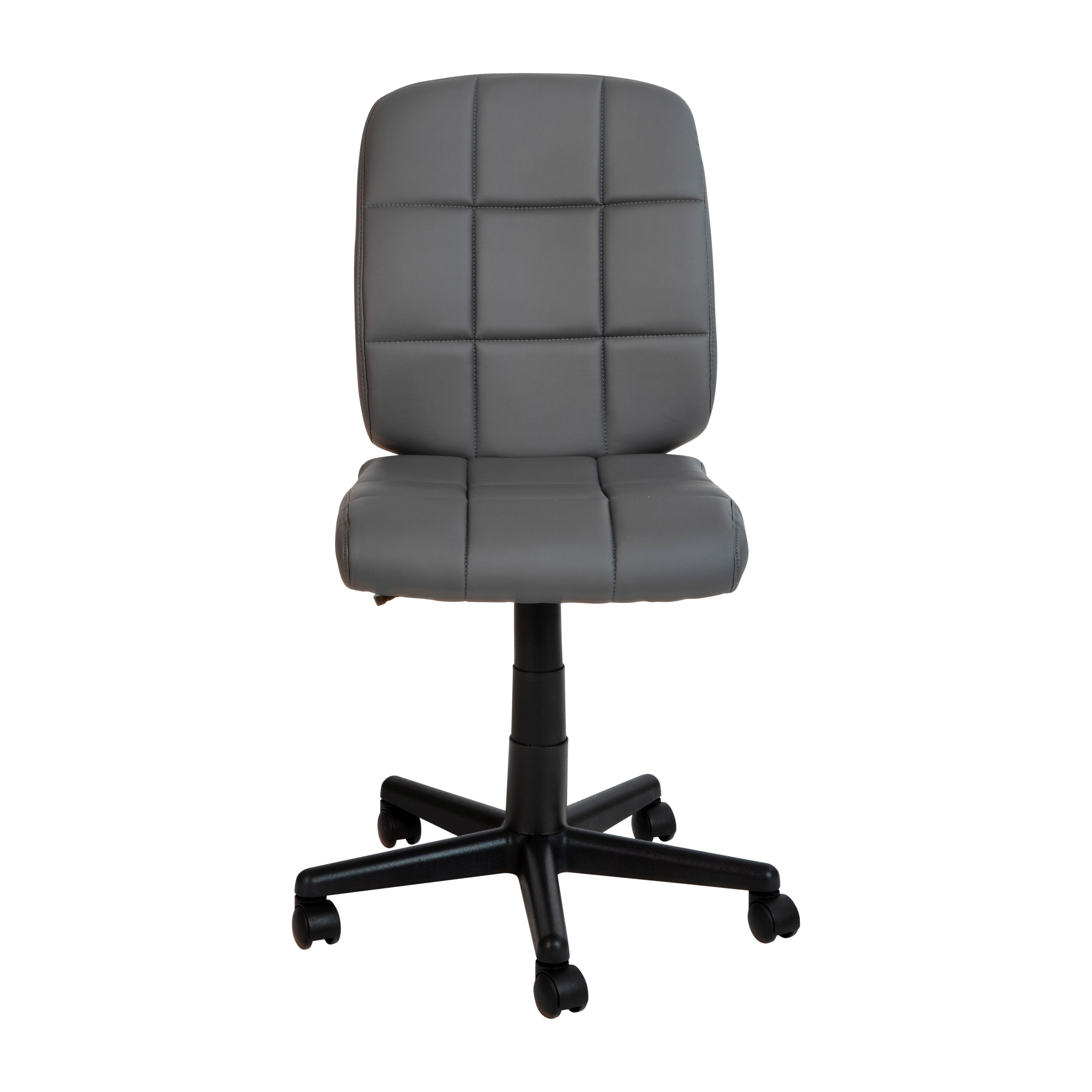 FLASH Clayton Mid Back Black Quilted Vinyl Swivel Task Office Chair with Arms - Ergonomic Desk Chair for Home Office, Computer Workstation & Conference Room
