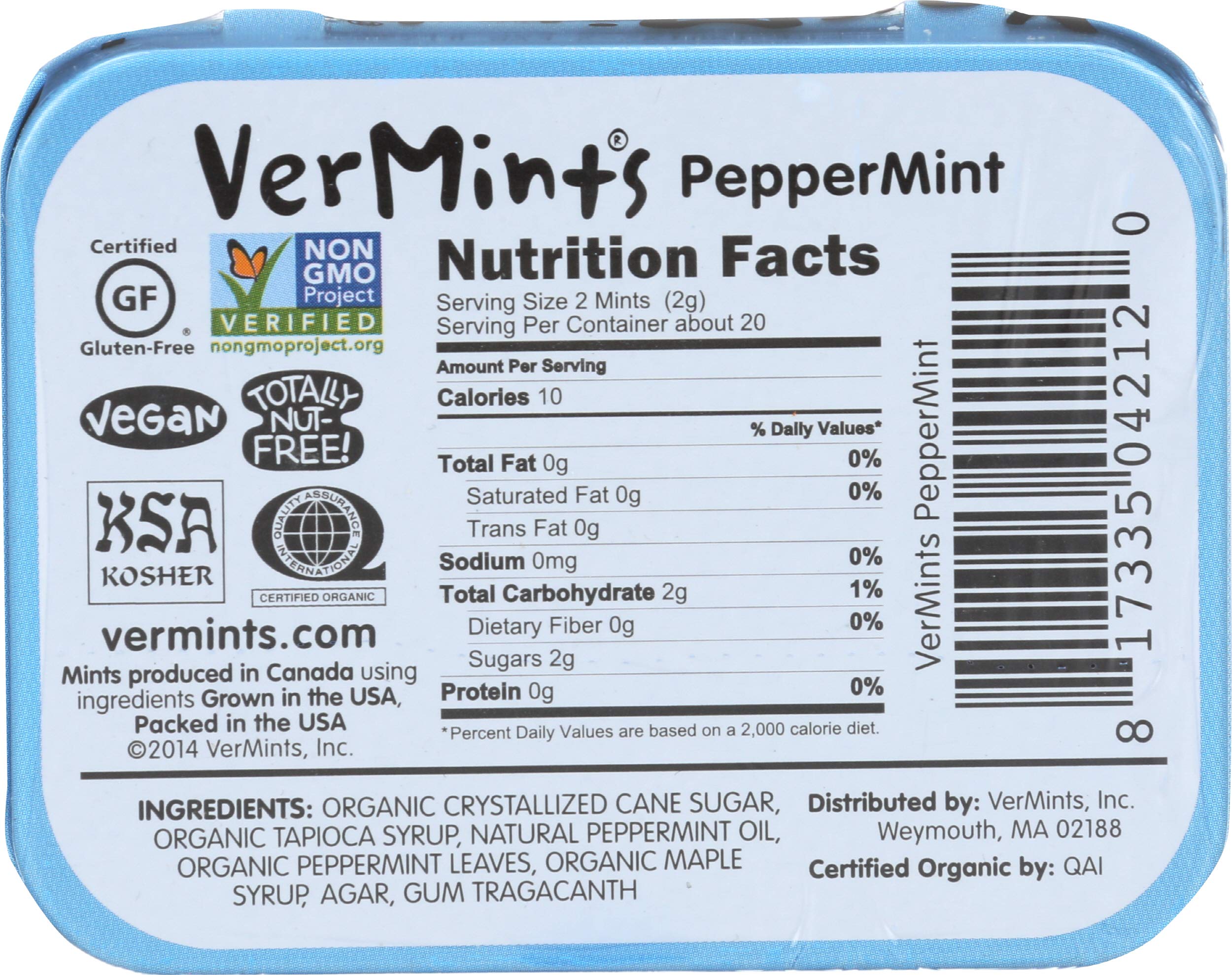 Vermints All Natural Peppermint Candy - Refreshing Breath Mints for Fresh Breath On-The-Go, Work & Travel