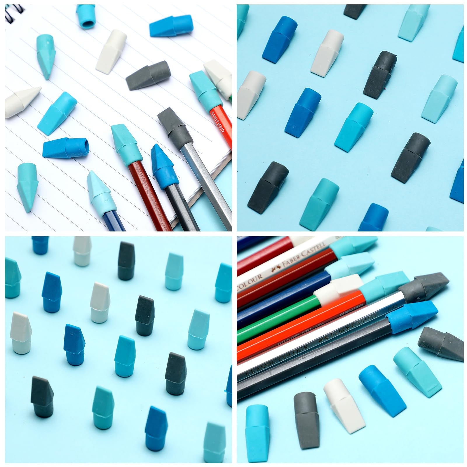 240 Pcs Cute Pencil Topper Erasers Bulk - Blue Pencil Cap Erasers for School, Office & Art Supplies - Perfect for Students, Teachers & Classroom Use