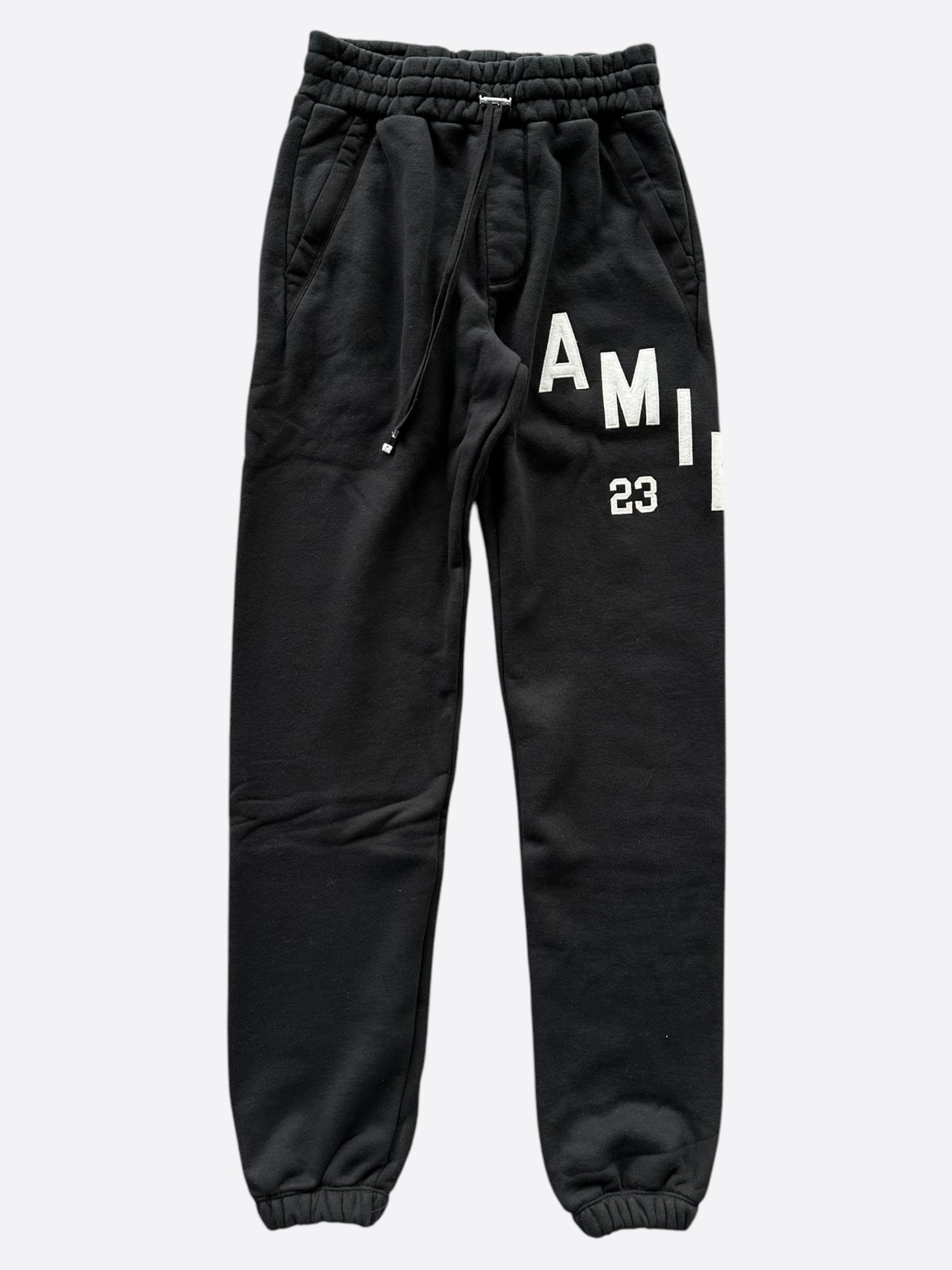 Amiri Black & White Hockey Logo Sweatpants for Men - Premium Cotton Joggers with Embroidered Design | Perfect for Casual Wear, Gym & Street Style