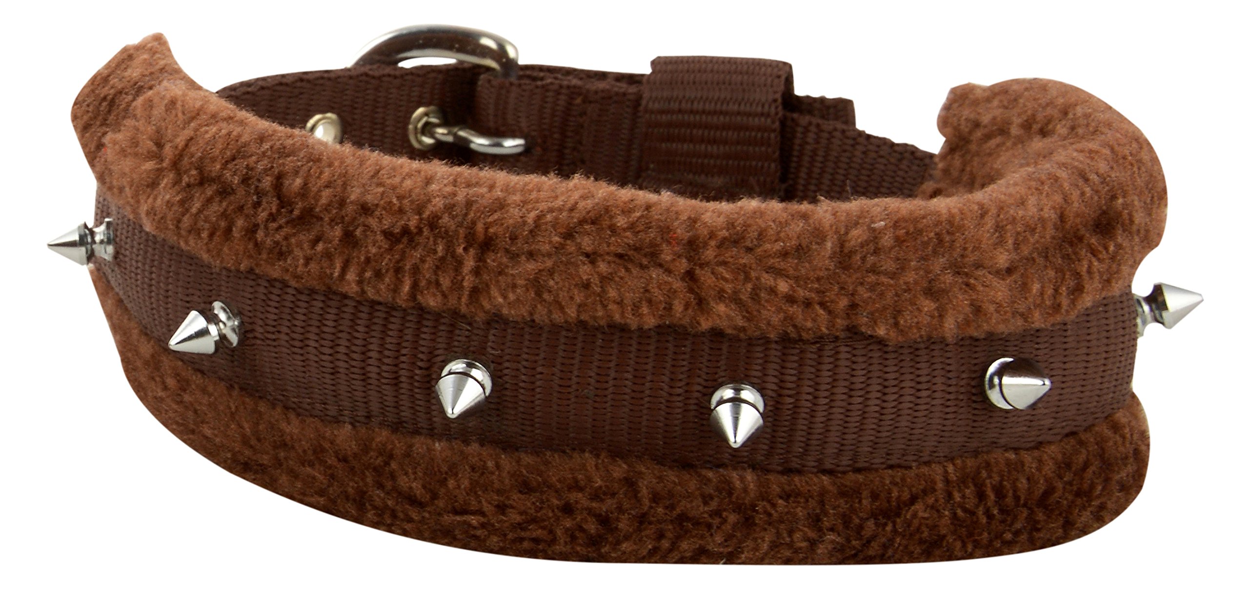 **Skora Fur Nylon Brown 1 Inch Spiked Medium Dog Collar for Small to Medium Dogs - Adjustable & Stylish Pet Collar for Daily Walks & Outdoor Adventures (Medium, Brown)**