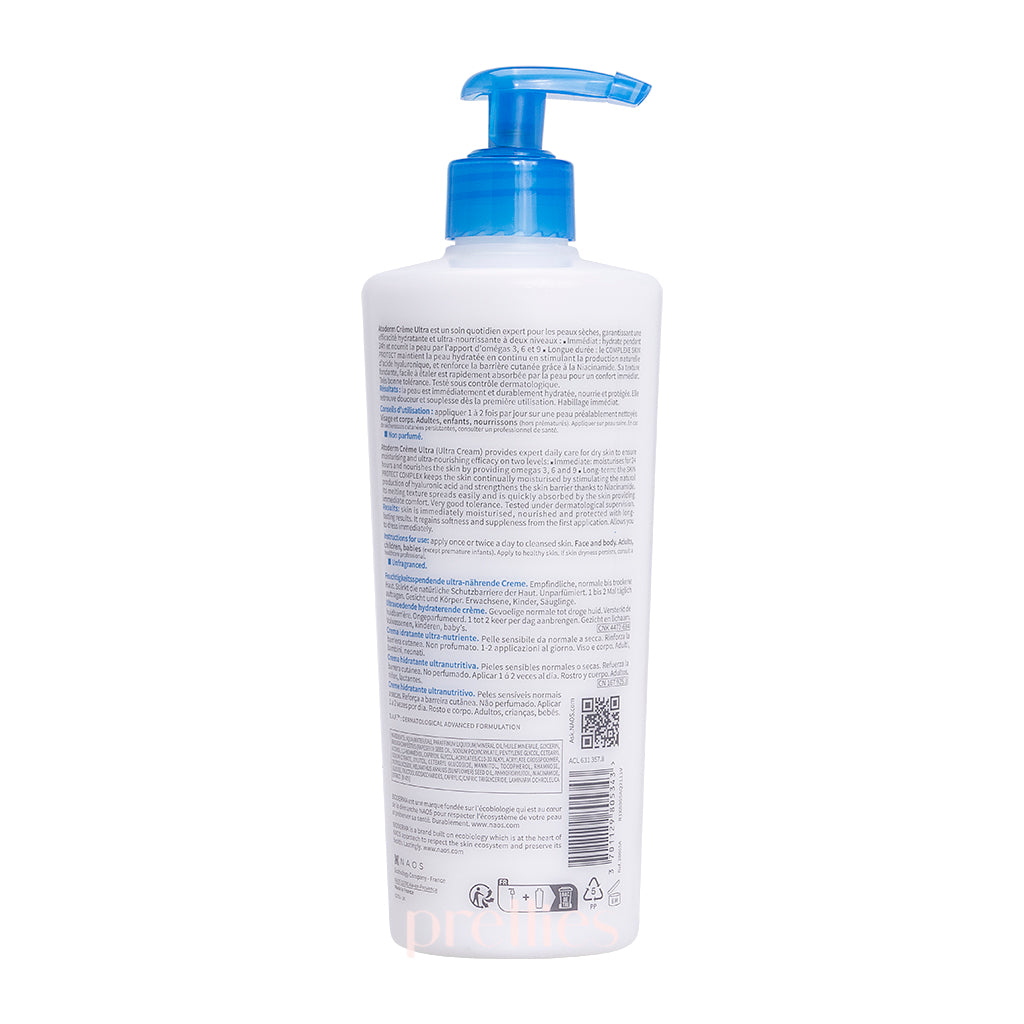 Bioderma Atoderm Ultra Nourishing Moisturizing Cream 500ml - Intensive Hydration for Dry & Sensitive Skin - Daily Face & Body Moisturizer for Men & Women