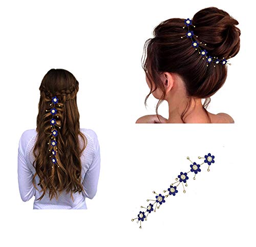 Blue Artificial Flower Hairpins for Women - Hair Flare Flower Hair Veil Accessories (Set of 1718) | Perfect for Weddings, Parties & Boho Hairstyles
