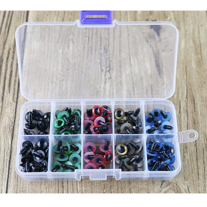 100 Pieces 10mm Plastic Safety Eyes with Washers - Animal Eyes for Sewing, Crafting, Crochet & DIY Projects - Perfect for Amigurumi, Plush Toys, Doll Making and Handmade Crafts