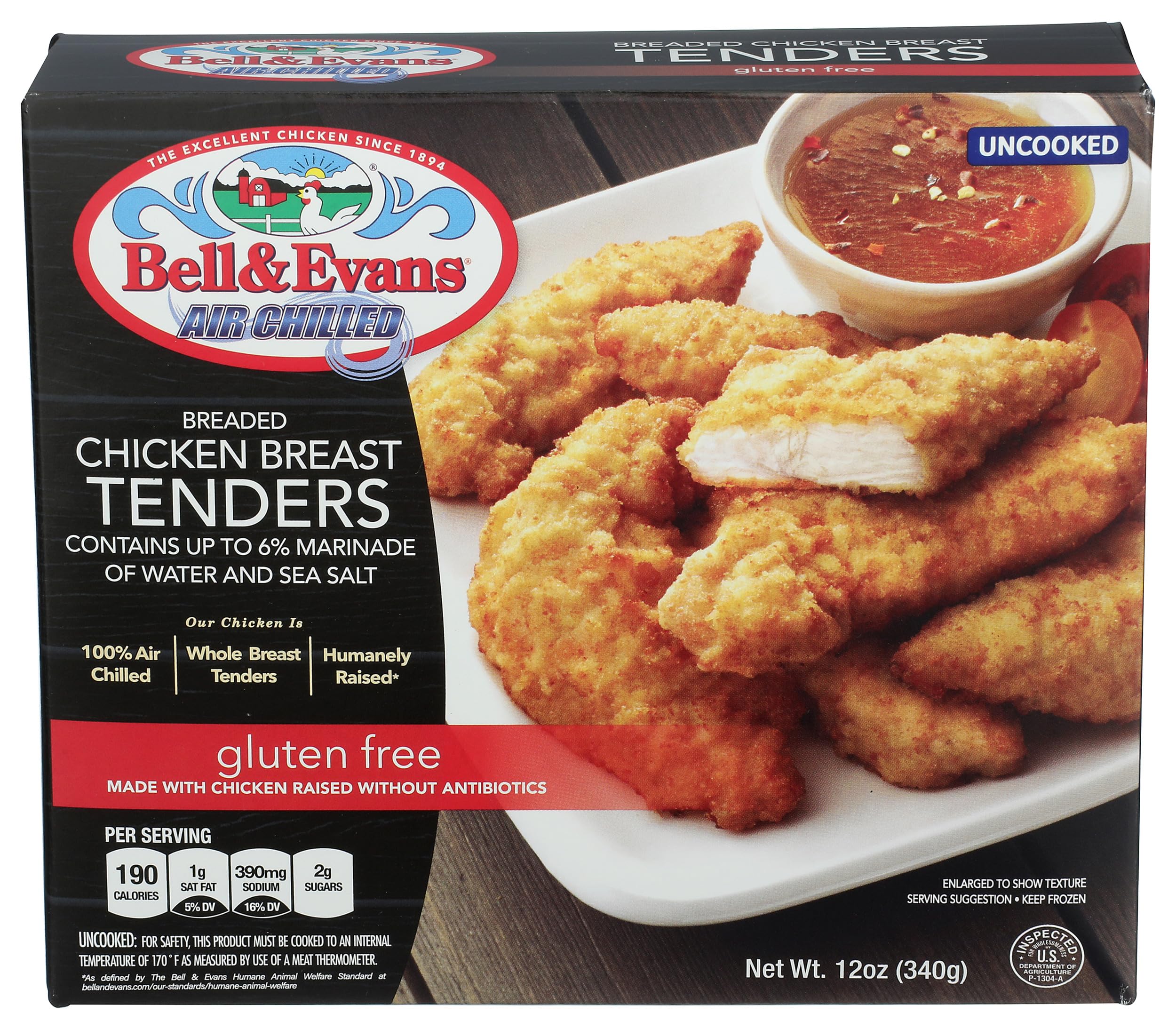 Bell & Evans Gluten Free Breaded Chicken Tenders - Antibiotic Free, 12 oz Frozen - Perfect for Quick Meals, School Lunches & Healthy Snacks