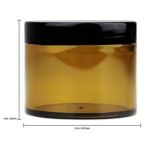 Beauticom 60ml (2oz) Amber Plastic Jars with Black Lids - 384 Pack Leak-Proof Round Containers for Cosmetics, Lotions, Creams & Ointments | Perfect for DIY Skincare, Travel Toiletries & Small Item Storage