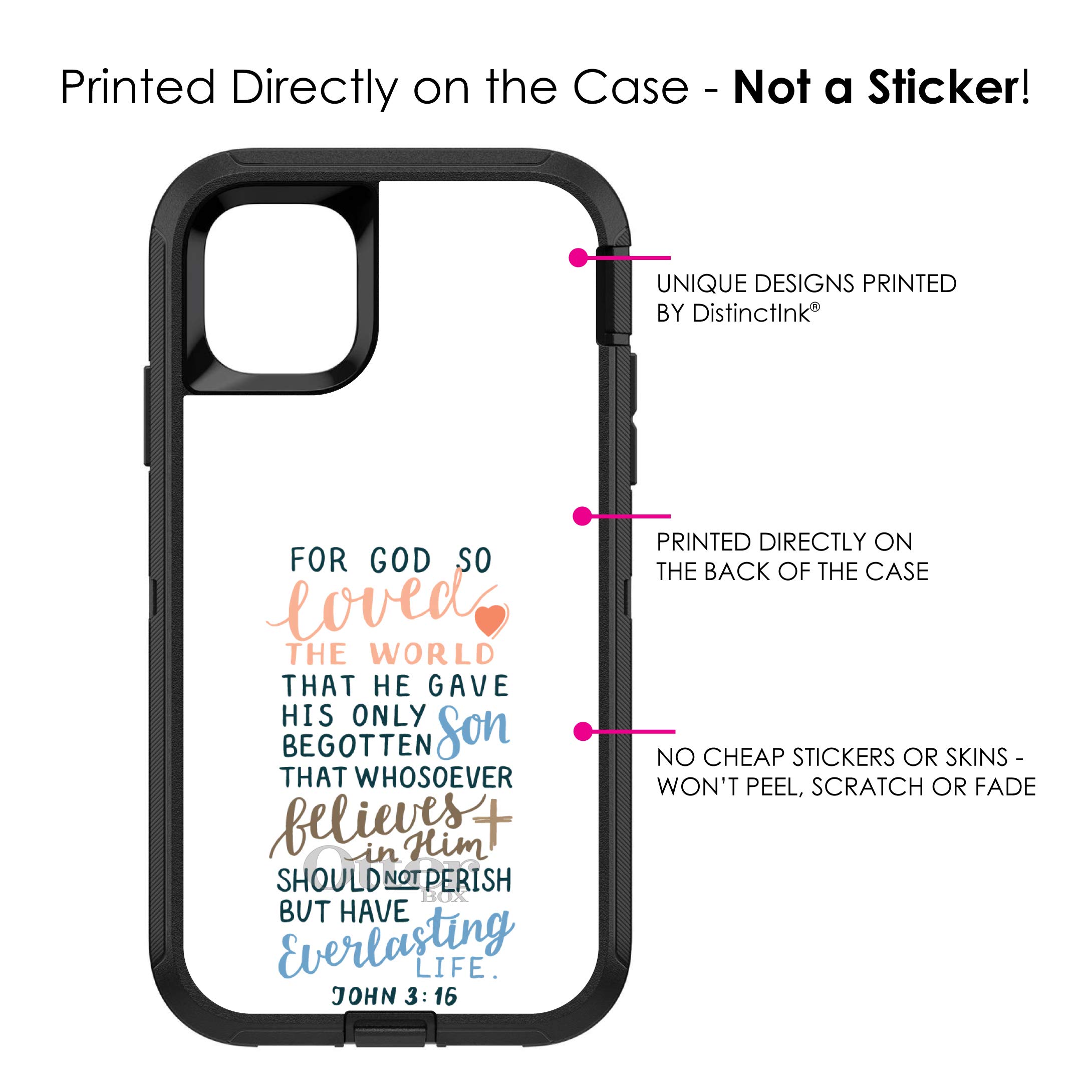 Premium DistinctInk iPhone 11 Pro Case (5.8 Inch) - Durable Protective Cover with John 3:16 Bible Verse - God So Loved The World - Perfect Replacement for OtterBox Defender - Ideal for Everyday Use, Work & Outdoor Activities
