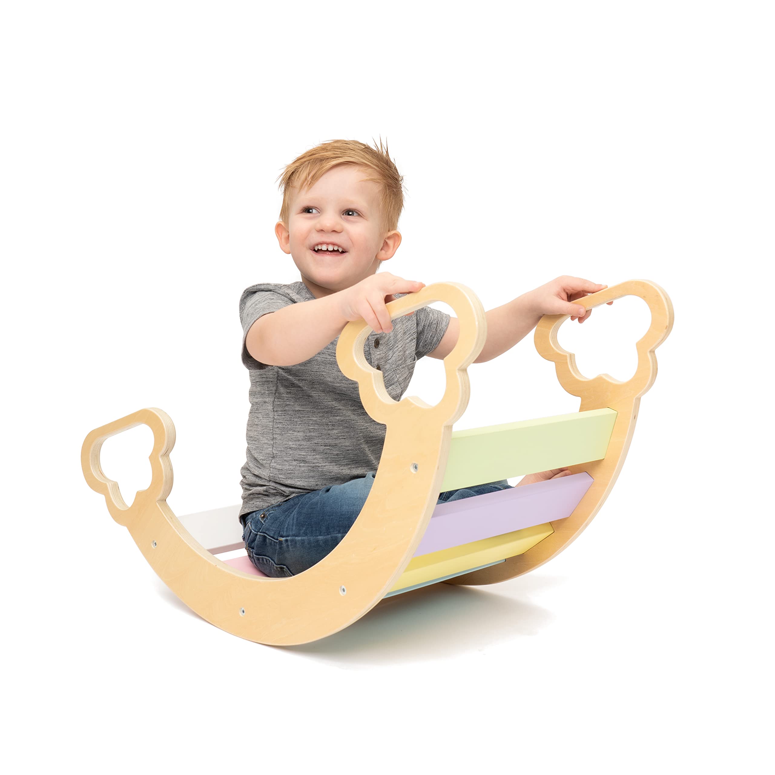 Wooden Arch Climber for Kids - Montessori Rocking & Climbing Toy | Indoor Playground Activity for Toddlers | Pastel Colors | Perfect for Home Playrooms, Daycares & Preschools