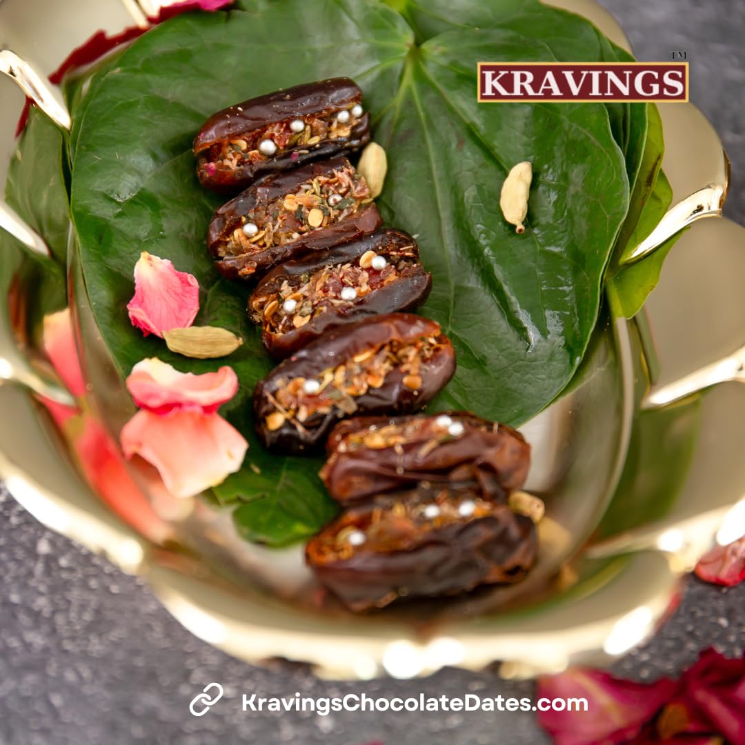 Kravings Meetha Paan Stuffed Dates - Premium Potassium & Iron Rich Snack | Low GI Healthy Energy Boost | Natural Mukhwas Flavor | Trial Pack of 5 Dates - Perfect for After-Meal Treats, Office Snacks & Healthy Dessert Alternatives