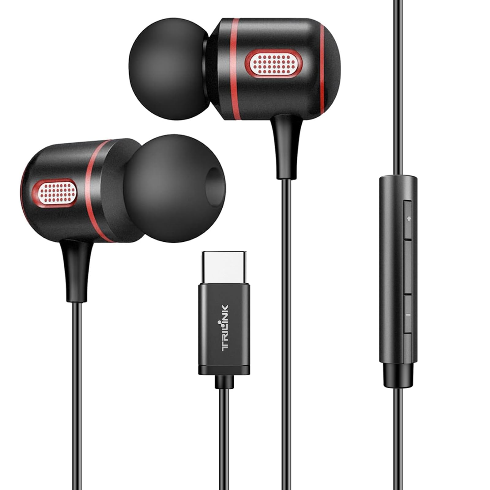 USB C Headphones Wired Earphones with Mic & Volume Control - In-Ear Earbuds Compatible with iPhone 15 Pro Max/Plus, iPad Pro, Samsung Galaxy, Google Pixel, Xiaomi, Huawei, OnePlus - Perfect for Gaming, Work Calls & Music Listening