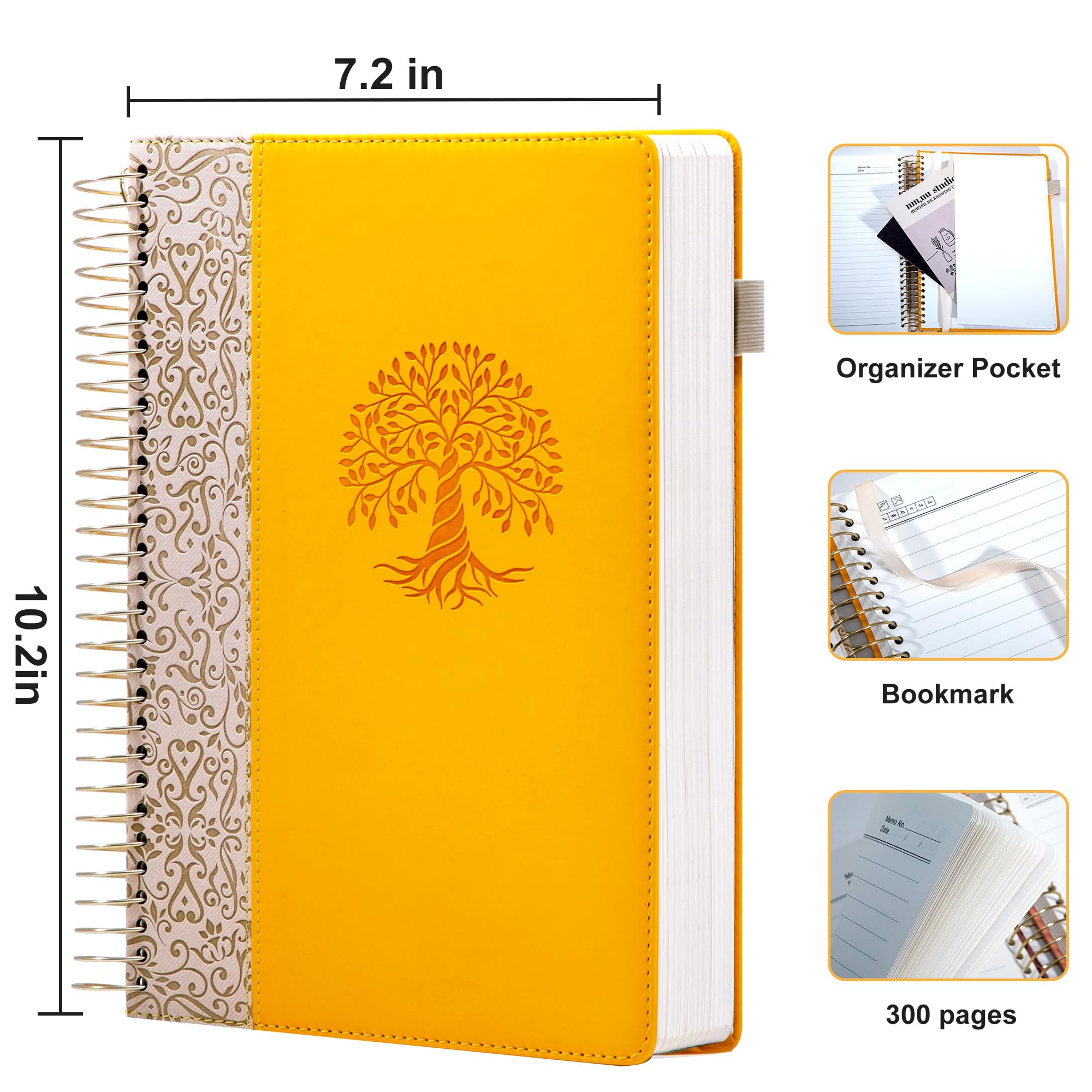 Premium Leather Journal Notebook - 300 Page Hardcover Spiral Bound B5 Notebook (7