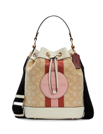 Coach Dempsey Drawstring Bucket Bag - Signature Jacquard with Stripe & Patch | Stylish Crossbody Purse for Women, Perfect for Work, Travel & Everyday Use