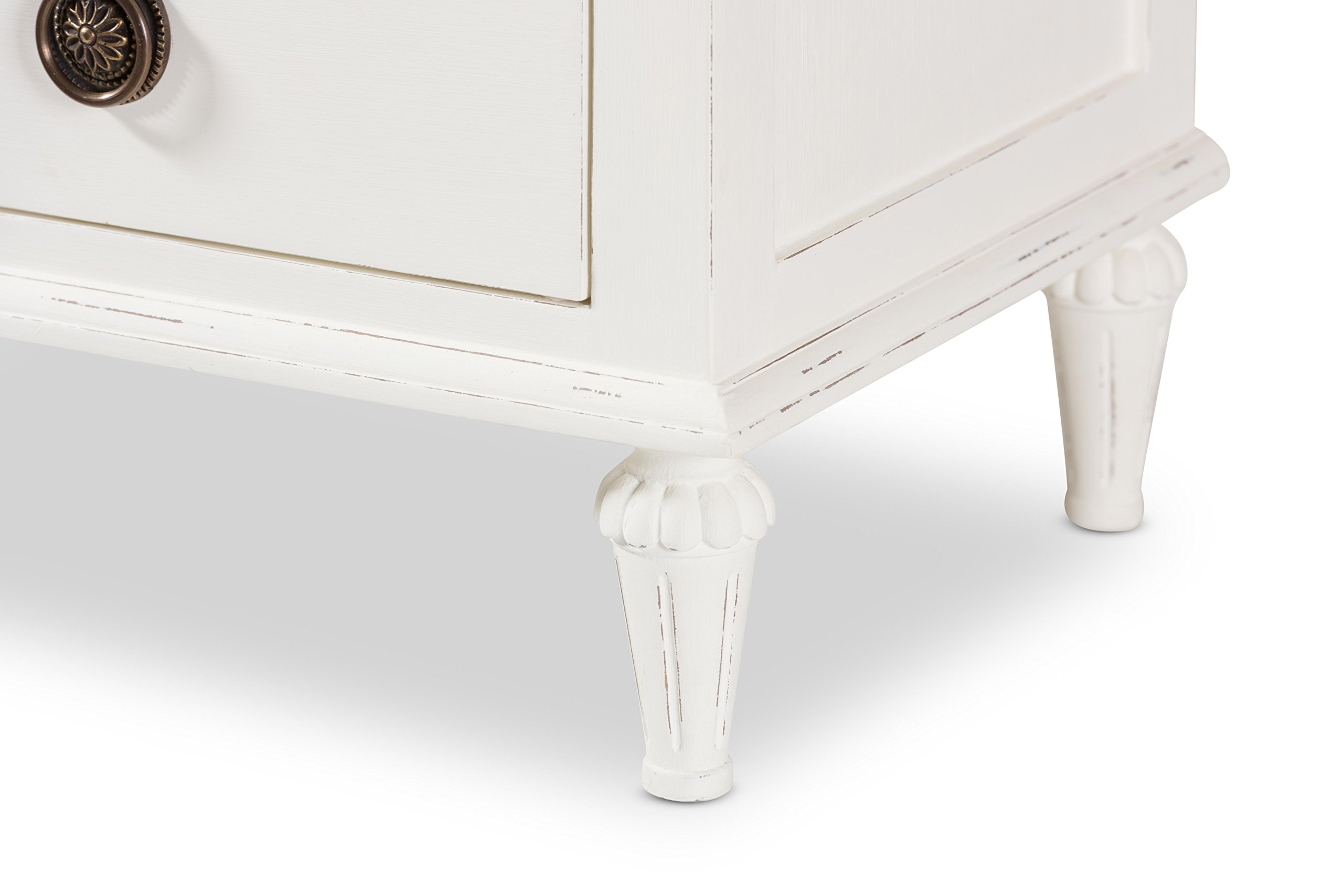 Baxton Studio White Wash 3-Drawer Dresser - Modern Bedroom Storage Furniture for Home Organization & Closet Space Saving