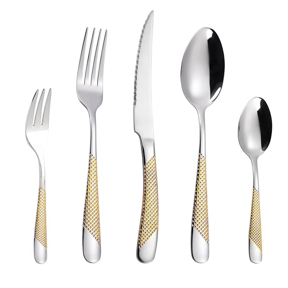 Luxury Casa Milano Gold Dropwater Flatware Set - 24-Piece Stainless Steel Flatware for Fine Dining, Wedding Gifts & Formal Occasions