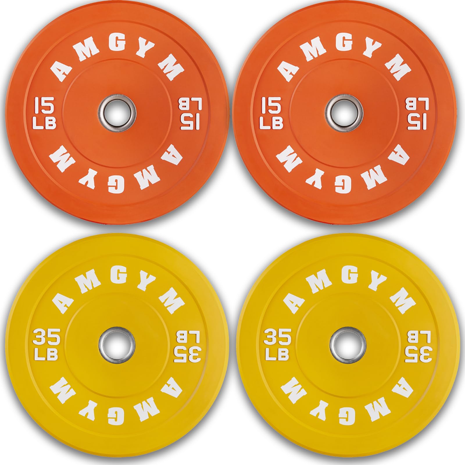 Olympic Rubber Bumper Plates Set - 2 Inch Steel Insert Weight Plates for CrossFit, Powerlifting & Strength Training - Durable Colored Bumper Weights for Home Gym & Commercial Use (Single/Pair Options)
