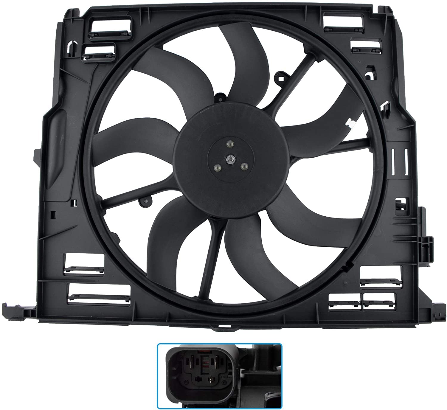 BMW Engine Radiator Cooling Fan Assembly 17428509741 - Compatible with 2009-2015 BMW 528i 530i 535i 535i xDrive 640i 640i xDrive 740i 740Li 740Li xDrive - Perfect for Engine Overheating Prevention & Summer Driving