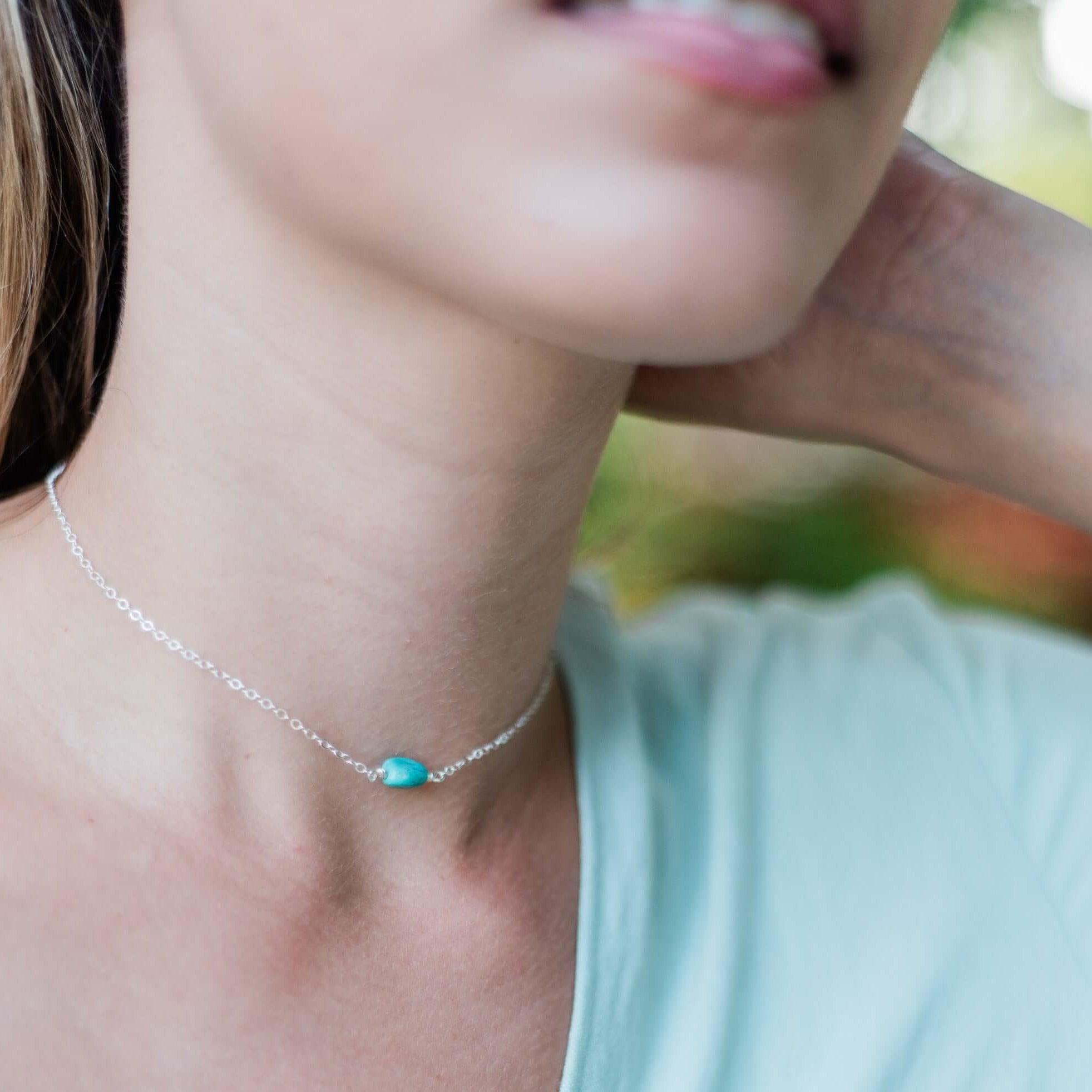 Natural Raw Turquoise Crystal Nugget Choker Necklace - Handmade Bohemian Jewelry for Women | Perfect for Festivals, Boho Outfits & Layering
