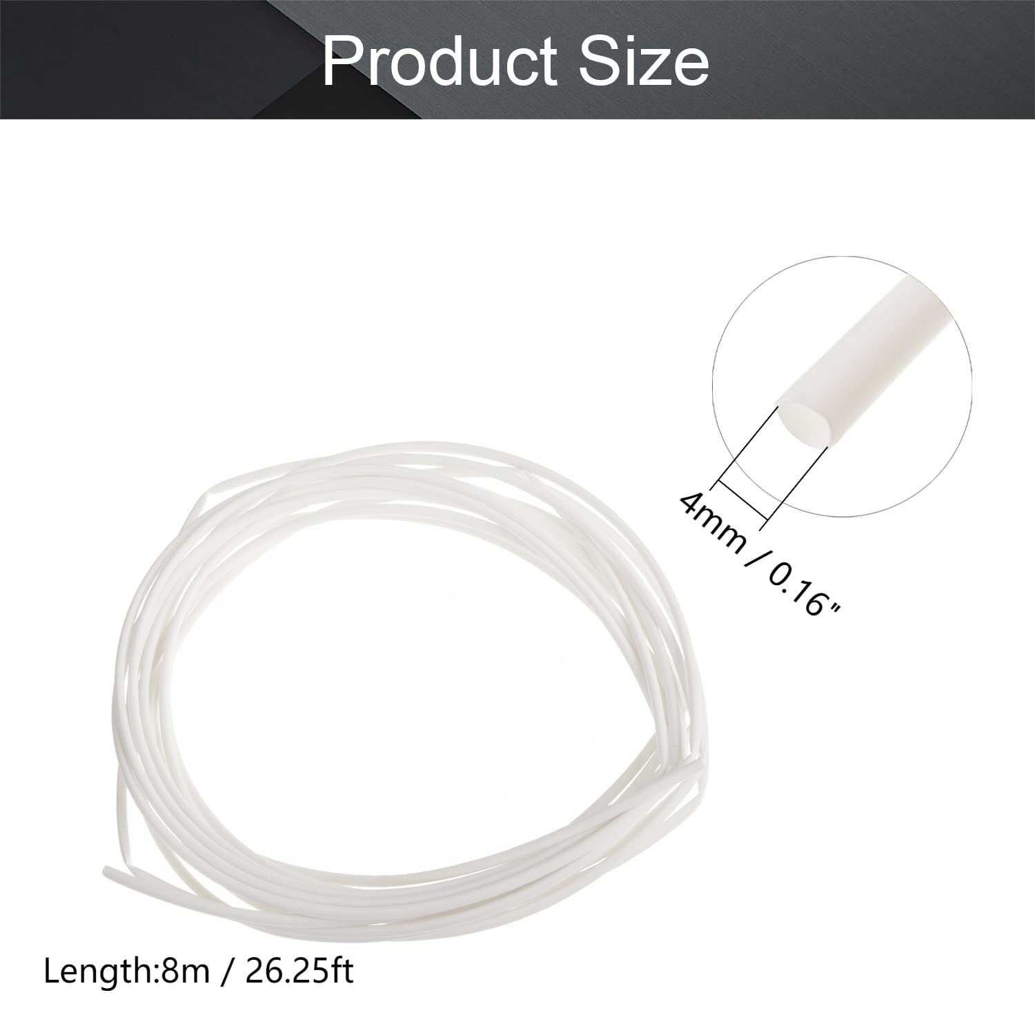 Othmro PE Plastic Industrial Heat-Shrink Tubing - 26.25FT Length, 0.16inch Inner Diameter, 2:1 Shrink Ratio - Electrical Heat Shrink Wrap Cable Sleeve for Insulation Protection - White - Perfect for Cable Bonding, Wire Repair, and Electrical Projects