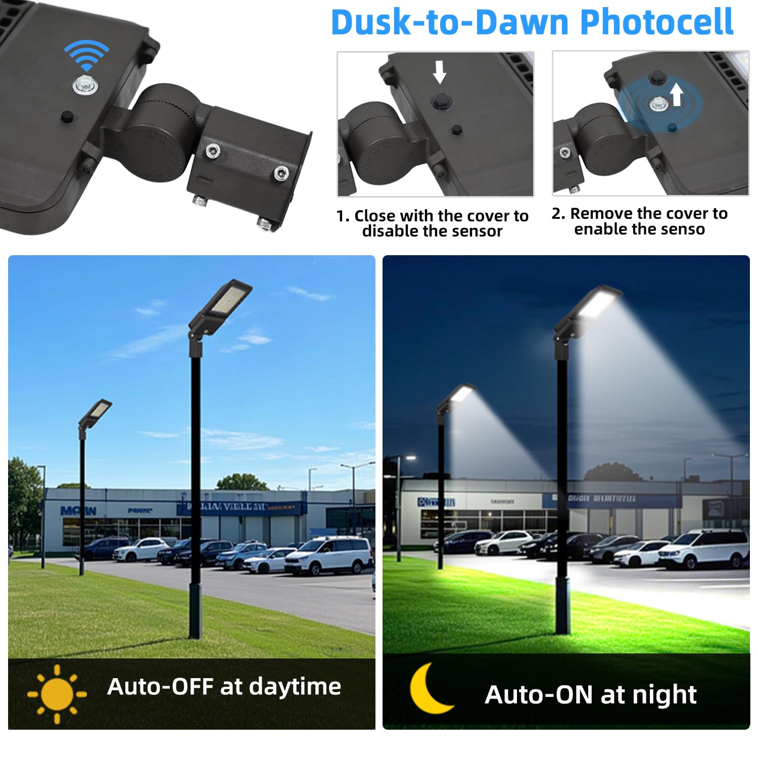 3 Pack 300W LED Parking Lot Lights Outdoor with Dusk to Dawn Sensor - 39000LM 5000K Waterproof Shoebox Pole Lights - IP65 Commercial Security Lighting for Streets, Driveways, Sports Fields & Parking Areas - ETL Certified - Perfect for Illuminating Large Outdoor Spaces Safely