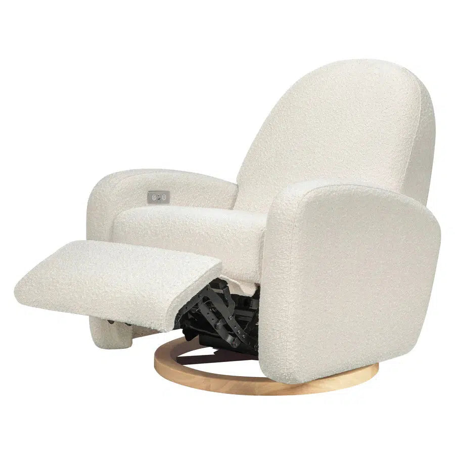 Babyletto Nami Electronic Glider & Recliner Chair - Luxe Ivory Boucle Fabric with Light Wood Base - Perfect for Nursery, Breastfeeding & Baby Comfort
