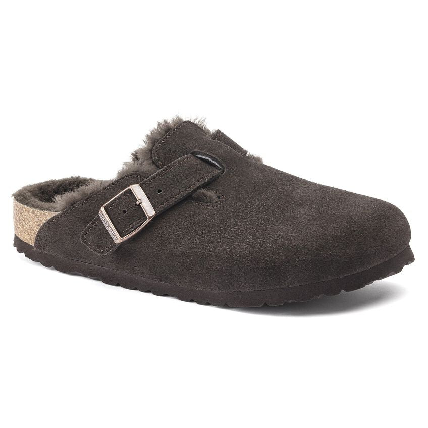 Birkenstock Boston Shearling Suede Leather Clogs in Mocha - Comfortable & Stylish Unisex Footwear for Home, Office & Casual Wear