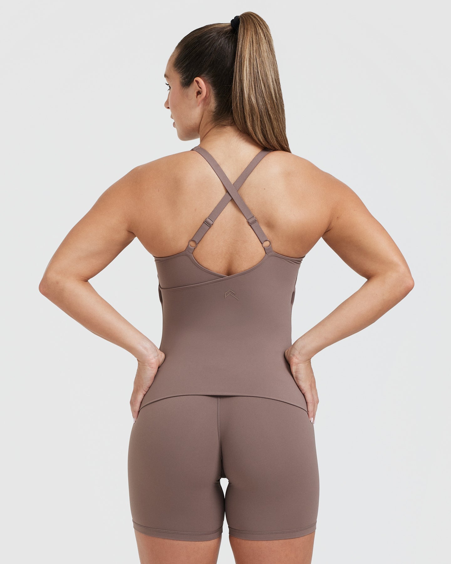 Unified V Neck Cross Back Vest for Women - Cool Brown | Casual & Workout Wear | Perfect for Yoga, Gym, and Everyday Fashion