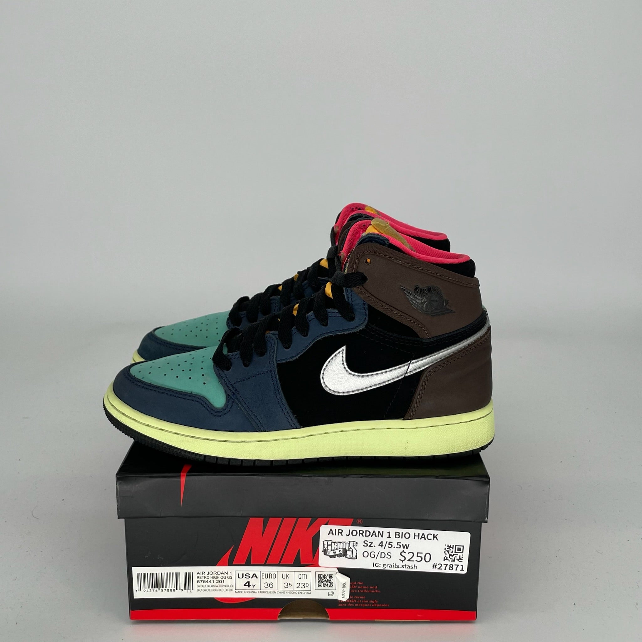 AIR JORDAN 1 BIO HACK Size 4Y Sneakers 575441-201 | Retro Basketball Shoes for Kids | Perfect for School, Sports & Streetwear Fashion