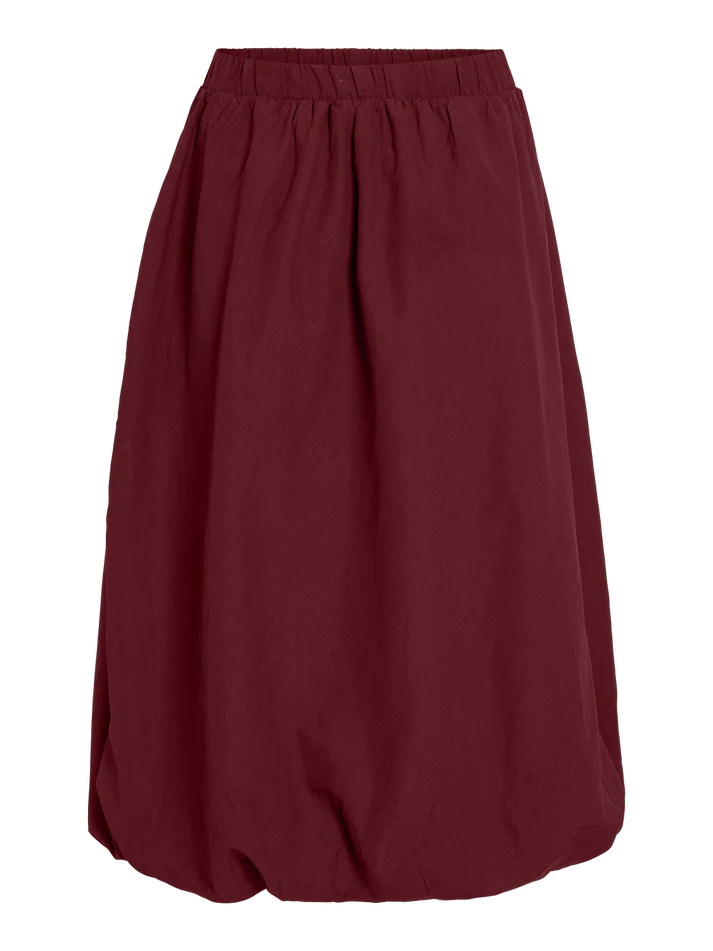 Eimear Women's Midi Balloon Skirt in Cabernet Red - Flowy A-Line Party Dress for Weddings, Date Nights & Special Occasions