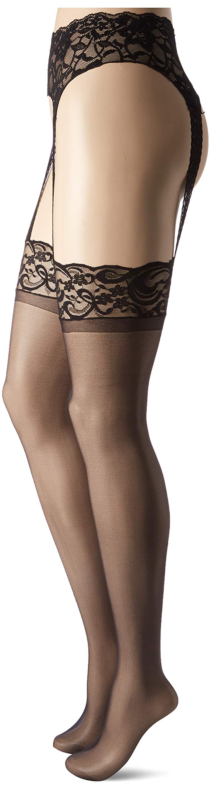 Leg Avenue Women's Sheer Stockings with Attached Garter Belt - Sexy Lingerie for Valentine's Day, Bridal, Boudoir & Special Occasions