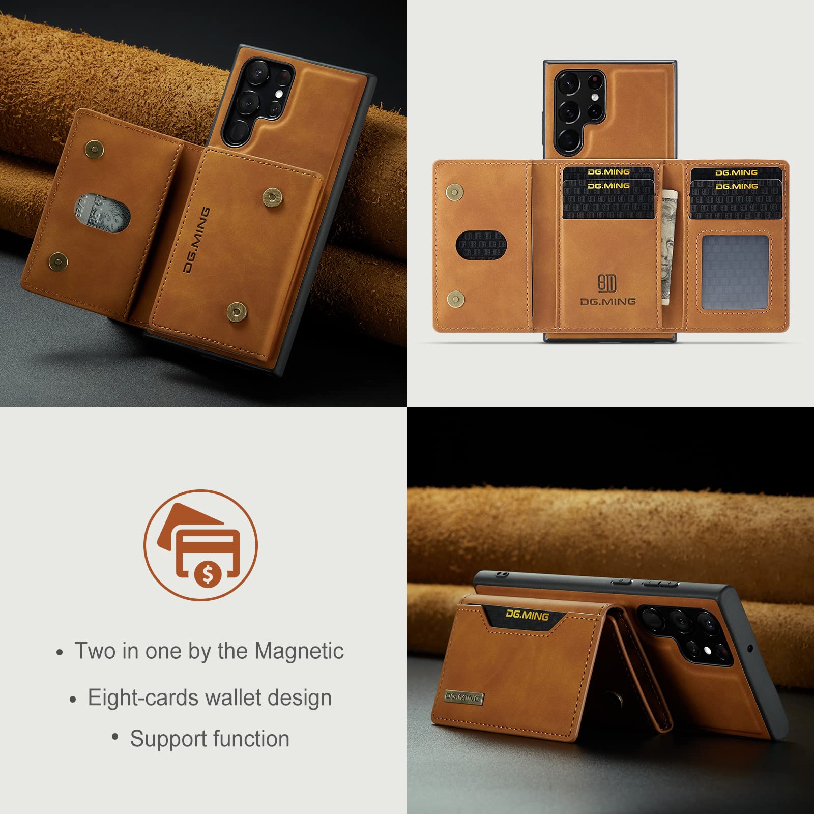 Premium Magnetic Leather Wallet Case for Samsung Galaxy S22 Ultra (6.8