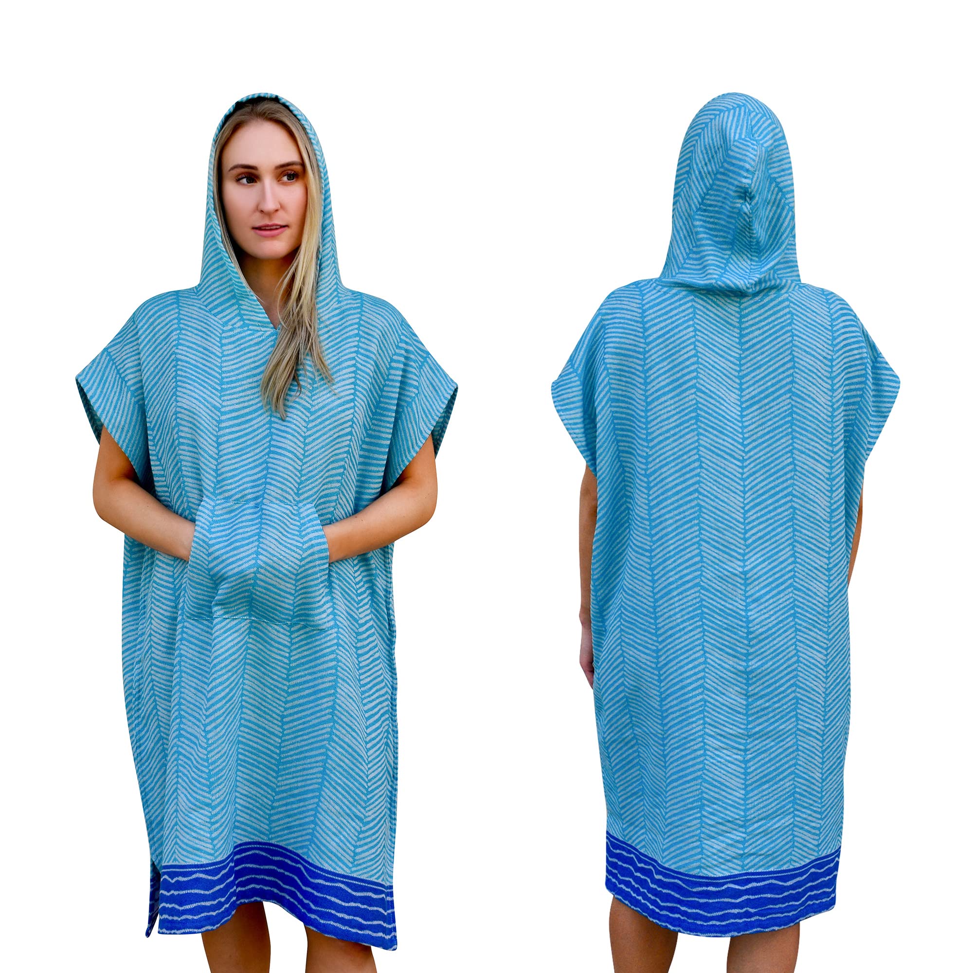 Sea Aloha Surf Poncho for Women - Quick Dry Hooded Towel Poncho - Turkish Cotton Changing Robe - Beach Cover Up for Surfing, Swimming, Pool & Boat - Turquoise Blue    Perfect for post-surf changing, beach lounging, poolside relaxation, and boat trips - lightweight and absorbent for all water activities.