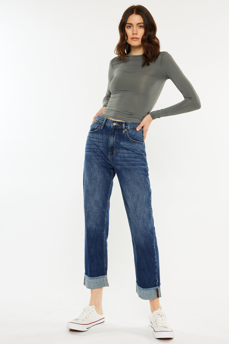 Finley Essentials High Rise Straight Leg Jeans for Women - Comfortable & Stretchy Denim Pants - Perfect for Casual Wear, Office & Everyday Outfits