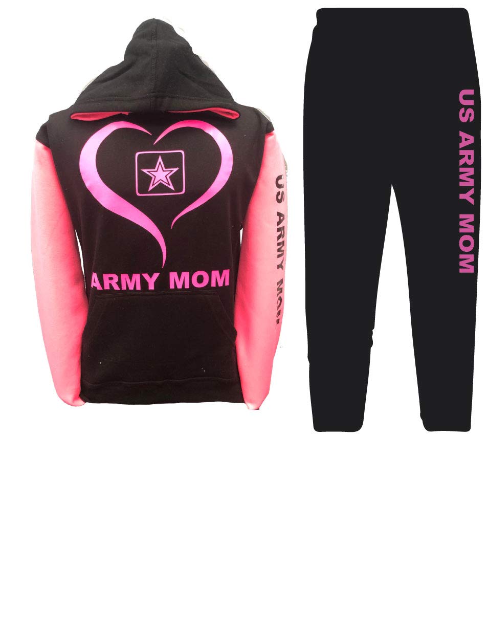US Army Print Hoodie and Sweatpants Set - Comfortable Mom's Lounge Wear for Home, Gym & Casual Outfits | Military Style Sweatsuit for Women