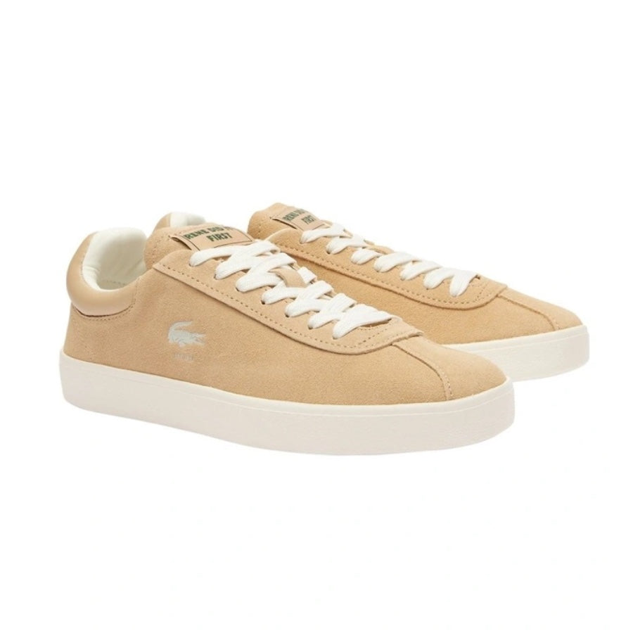 Lacoste Baseshot 124 Men's Casual Sneakers - Light Brown & Off White Colorway | Comfortable Walking Shoes for Everyday Wear, Gym & Outdoor Activities