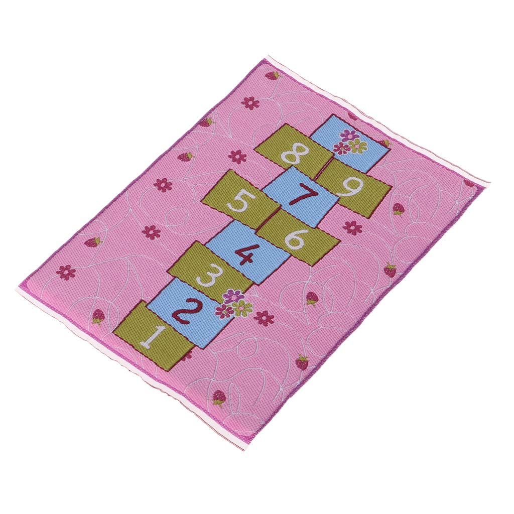 1/12 Scale Miniature Hopscotch Area Rug for Dollhouse - Pink Tiny Carpet | Perfect for Dollhouse Decor, DIY Scenes & Model Train Layouts