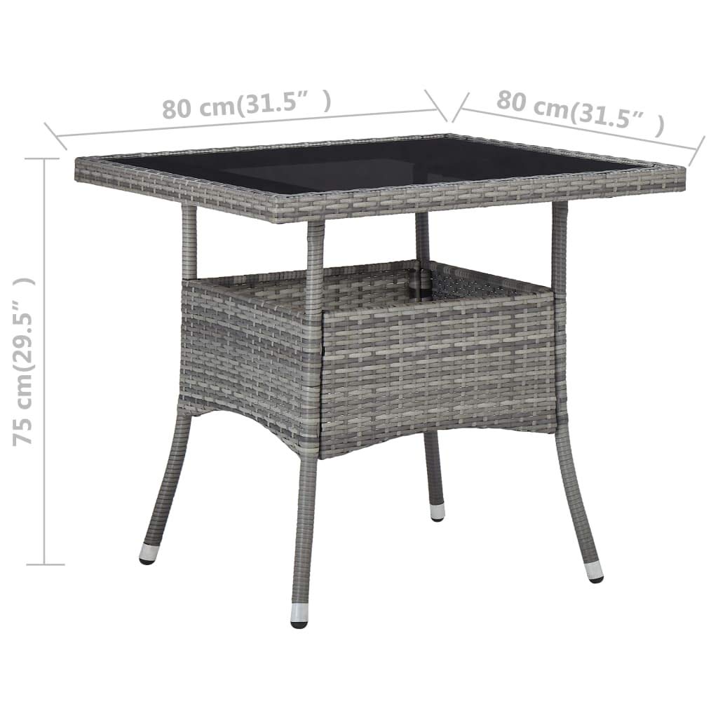Gray Poly Rattan & Glass Outdoor Dining Table - Patio, Garden, Balcony, Backyard, Terrace Furniture - Perfect for Alfresco Dining & Entertaining