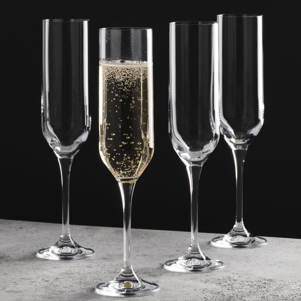 Upton Set of 4 Elegant Champagne Flute Glasses - 12oz Crystal Clear Tall Stemware for Weddings, Parties & Celebrations - Perfect for Sparkling Wine, Prosecco & Mimosas
