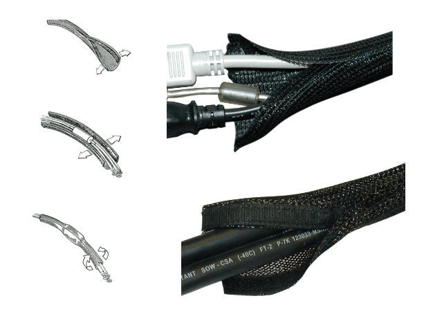 Techflex FLEXO WRAP .75 inch Black Cable Sleeve - Flexible Wire Management Solution for Electronics, Computers & Automotive Wiring (Sold Per Foot) - Perfect for Cable Organization and Protection
