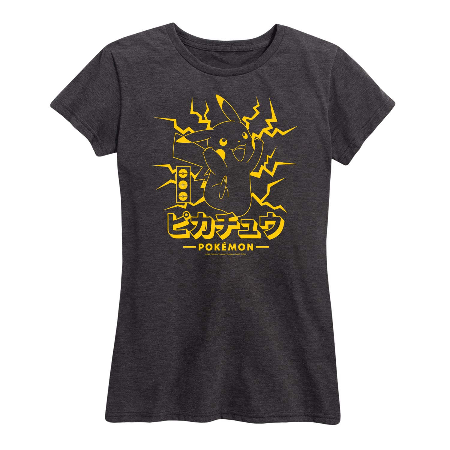 HYBRID APPAREL Women's Pikachu Lightning Graphic T-Shirt - Pokémon Anime Short Sleeve Tee for Casual Wear, Cosplay & Gifts