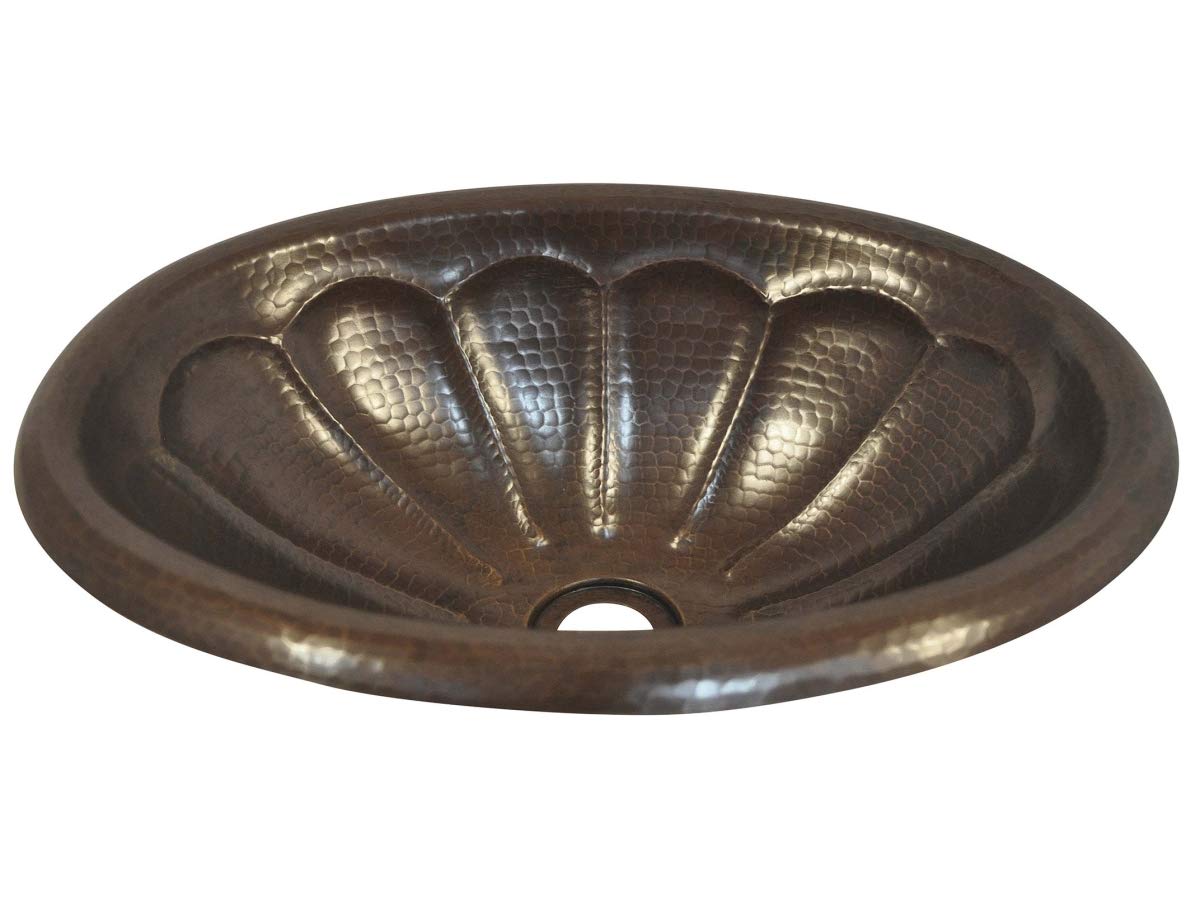 Matte Copper Oval Bathroom Sink - Pumpkin Design - 5.5 x 12.5 x 17 Inches - Vintage Farmhouse Style for Bathroom & Powder Room Decor