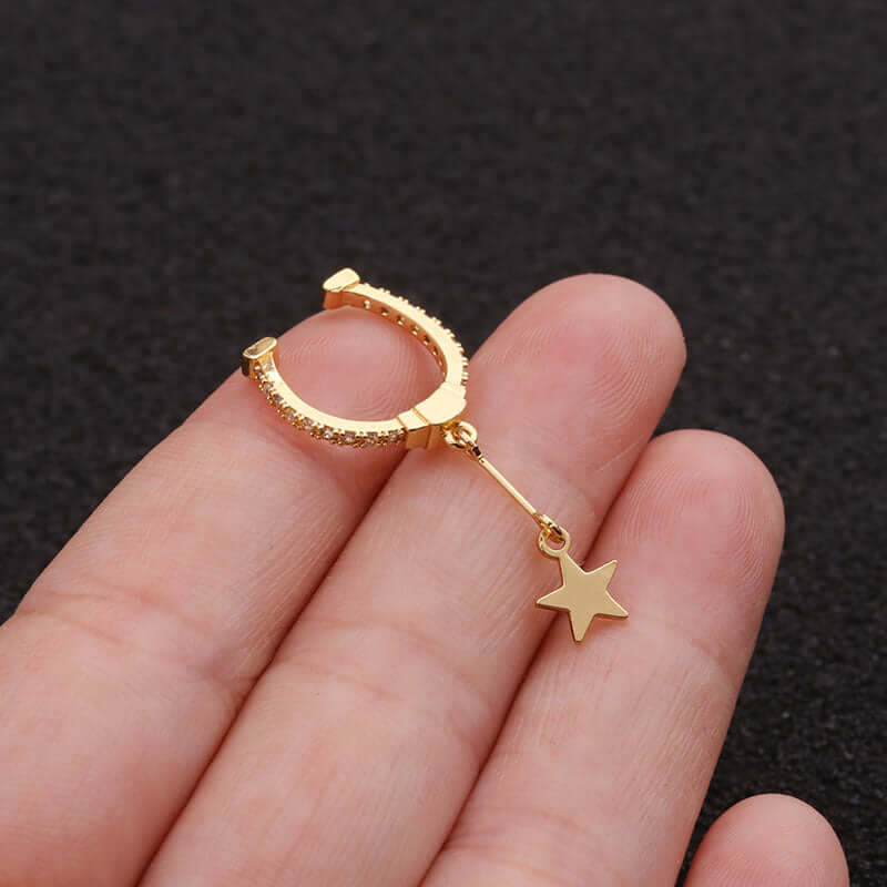 Dangle Star No Piercing Conch Ear Cuff - Trendy Cartilage Earring for Women | Perfect for Everyday Wear, Parties & Special Occasions