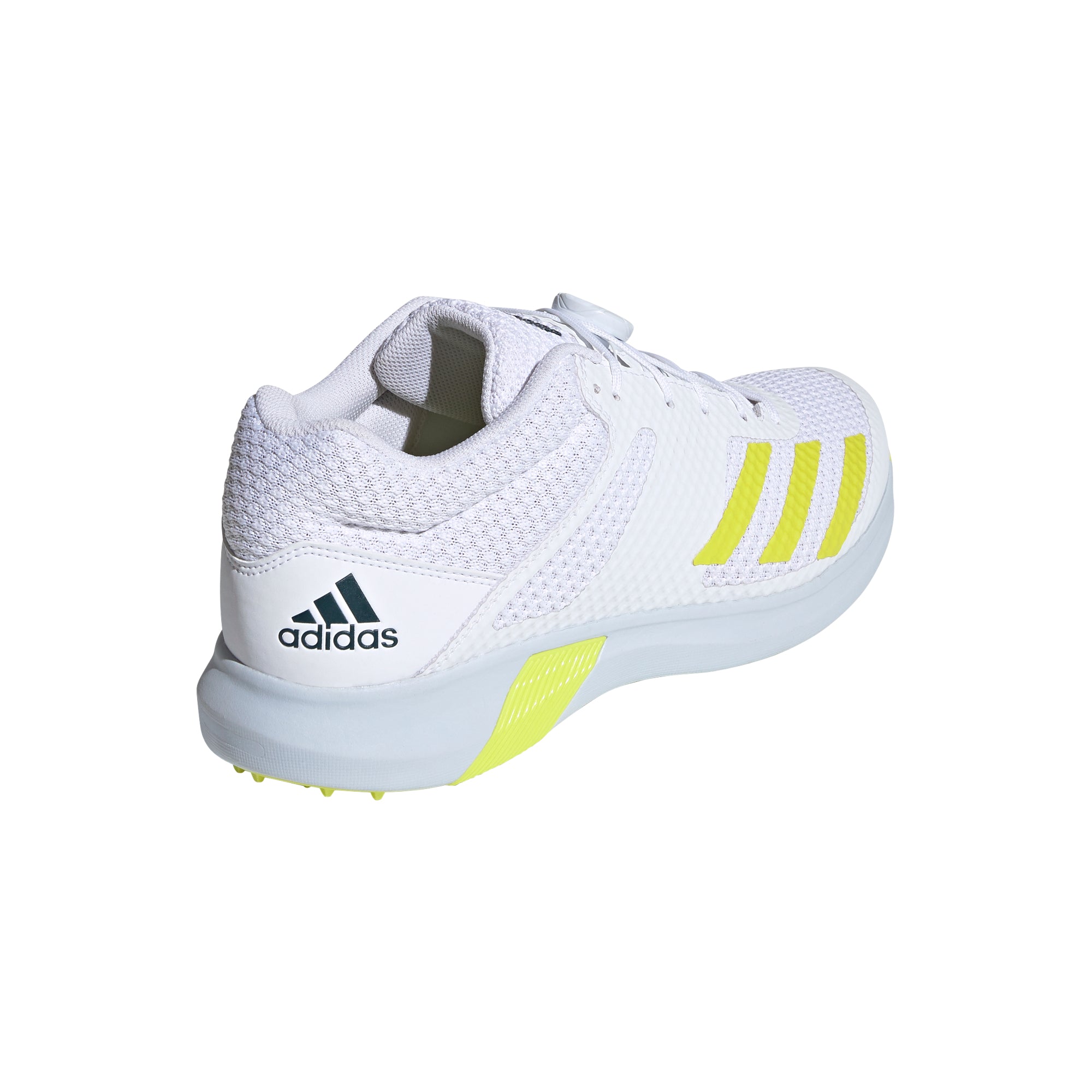 Adidas Adipower Vector MID Cricket Shoes - White & Yellow for Men | Lightweight & Durable for Professional Matches & Training