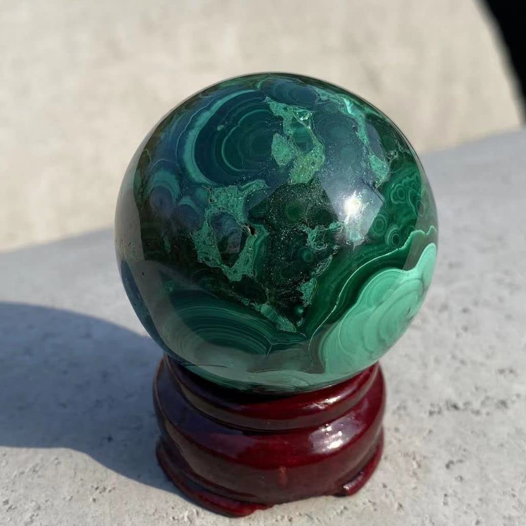 Natural Malachite Crystal Sphere - 4-4.5cm Polished Stone for Meditation, Reiki Healing, Feng Shui & Home Decor - Raw Green Ore for Energy Work & Spiritual Practices