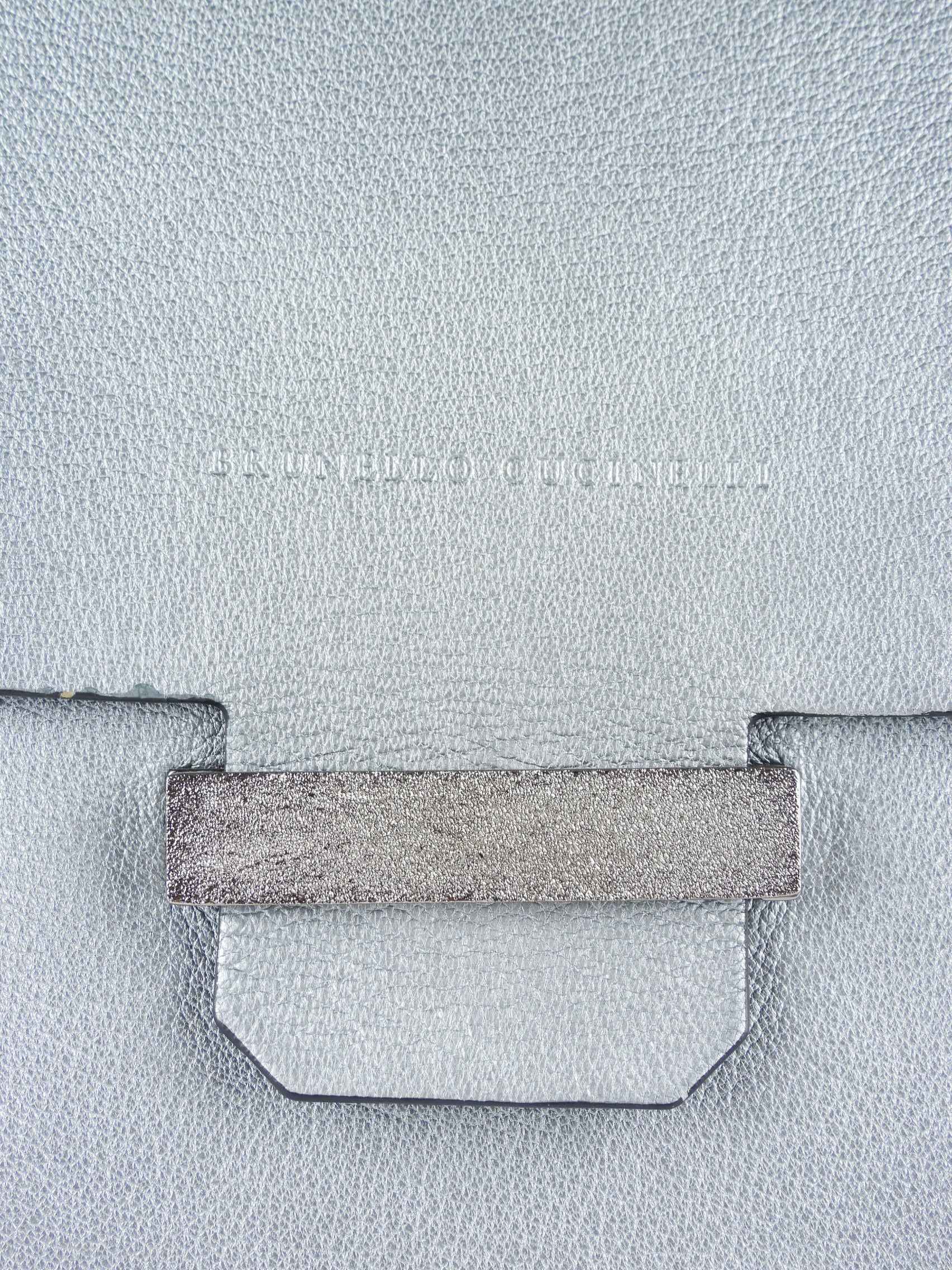 Brunello Cucinelli Pale Blue Metallic Leather Satchel Bag for Women - Luxury Designer Handbag for Work, Travel & Everyday Use