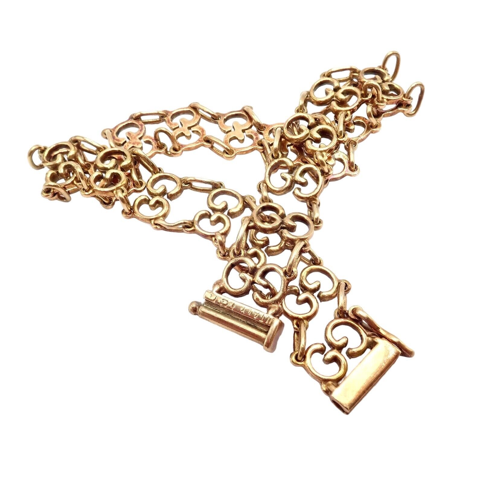 Authentic Vintage Gucci 18k Yellow Gold Logo Bracelet for Women - Luxury Fashion Jewelry Gift for Birthday, Anniversary & Special Occasions